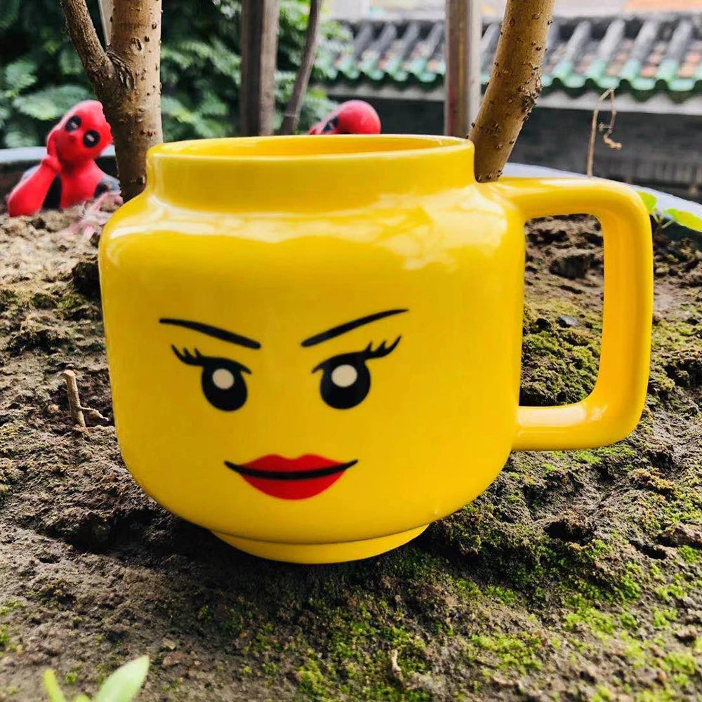 Expression Ceramic Mug 250ML Cute Coffee Cups Drinkware Figurine Head Smiling Face Tea Drinking Cup Children Christmas Gift 머그컵