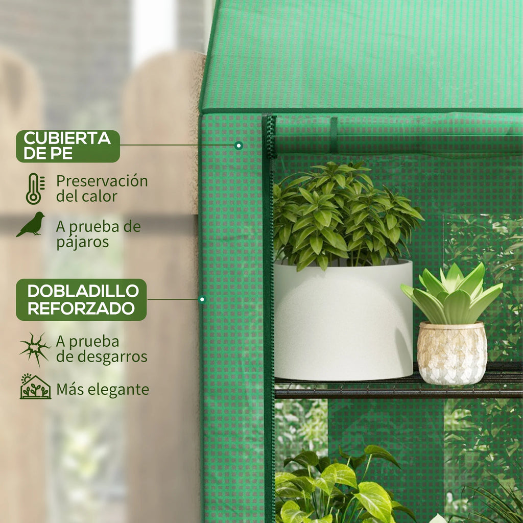 Outsunny 3-Tier Garden Greenhouse 143X46X141/151 cm Green