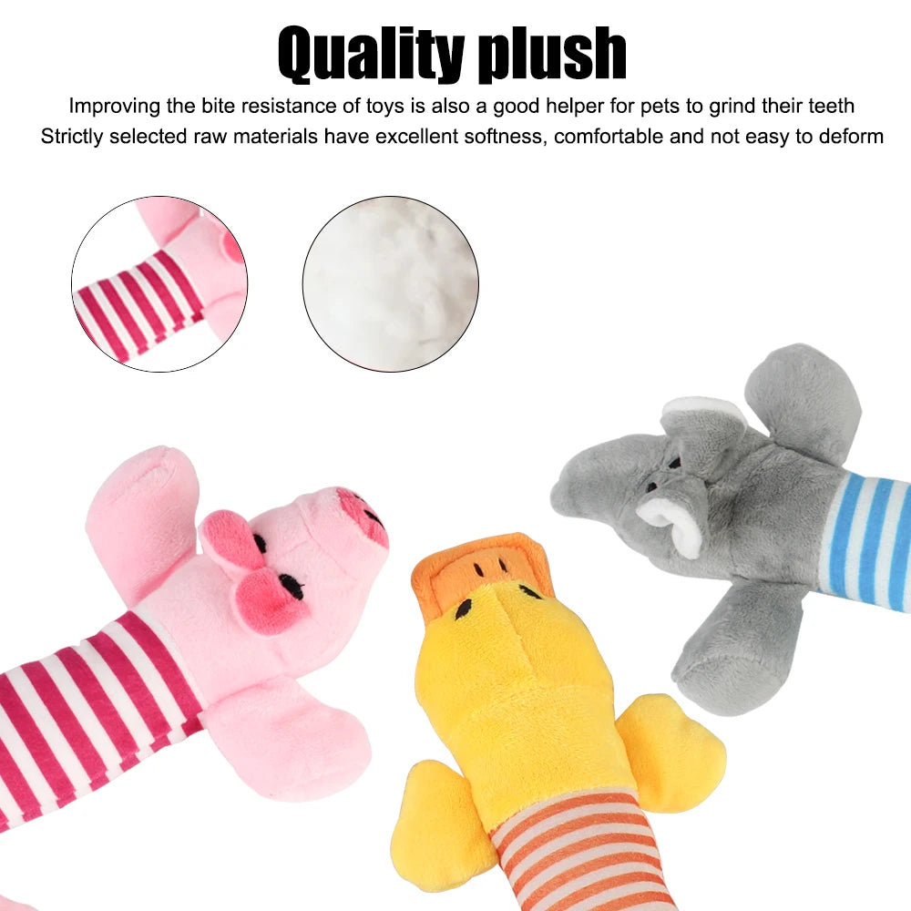 Dog Cat Fleece Toys Elephant Duck Pig  Chicken Legs  Pet Funny Plush Toys Fit for All Pets Popular Squeak Chew Sound Dolls