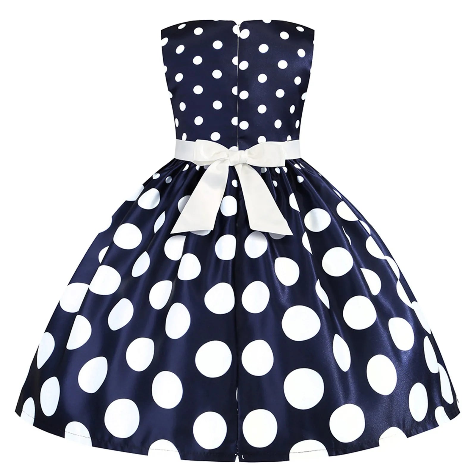 Kids Girls Vintage Dress Easter Polka Dots Print Dress Daily Birthday Dress Short Sleeve 1950s Princess Dress