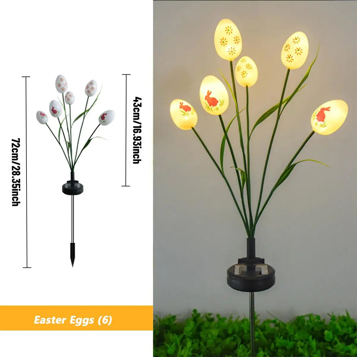 6/12 pcs garden lights Easter Eggs,  Waterproof garden path courtyard Hunt Game Party Favors Supplies Solar lamp