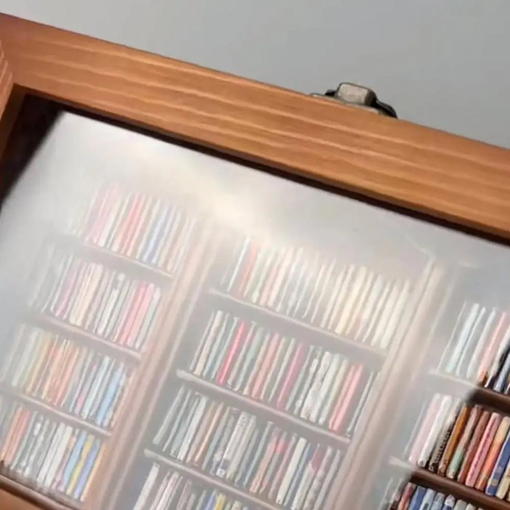 DIY Stress Reliever Wooden Library Tiny Library Wooden Bookshelf Display Case Cabinet Anti Anxiety Bookshelf Birthday Gift