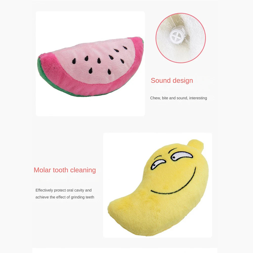 Pet Toys Plush Squeaky Toy Bite-Resistant Clean Dog Chew Puppy Training Toy Soft Banana Bone Vegetable Fruit Pet Supplies