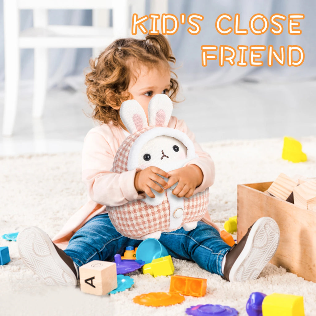 Stuffed Animals Bunny Toys for Kids 12.6 Inch Bunny Plush Knitted Toys with Cute Costume Christmas Birthday Easter Presents