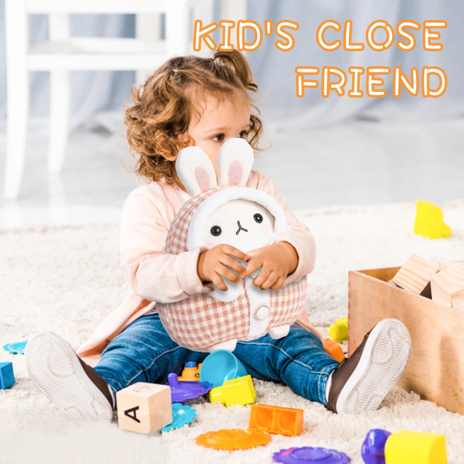 Stuffed Animals Bunny Toys for Kids 12.6 Inch Bunny Plush Knitted Toys with Cute Costume Christmas Birthday Easter Presents
