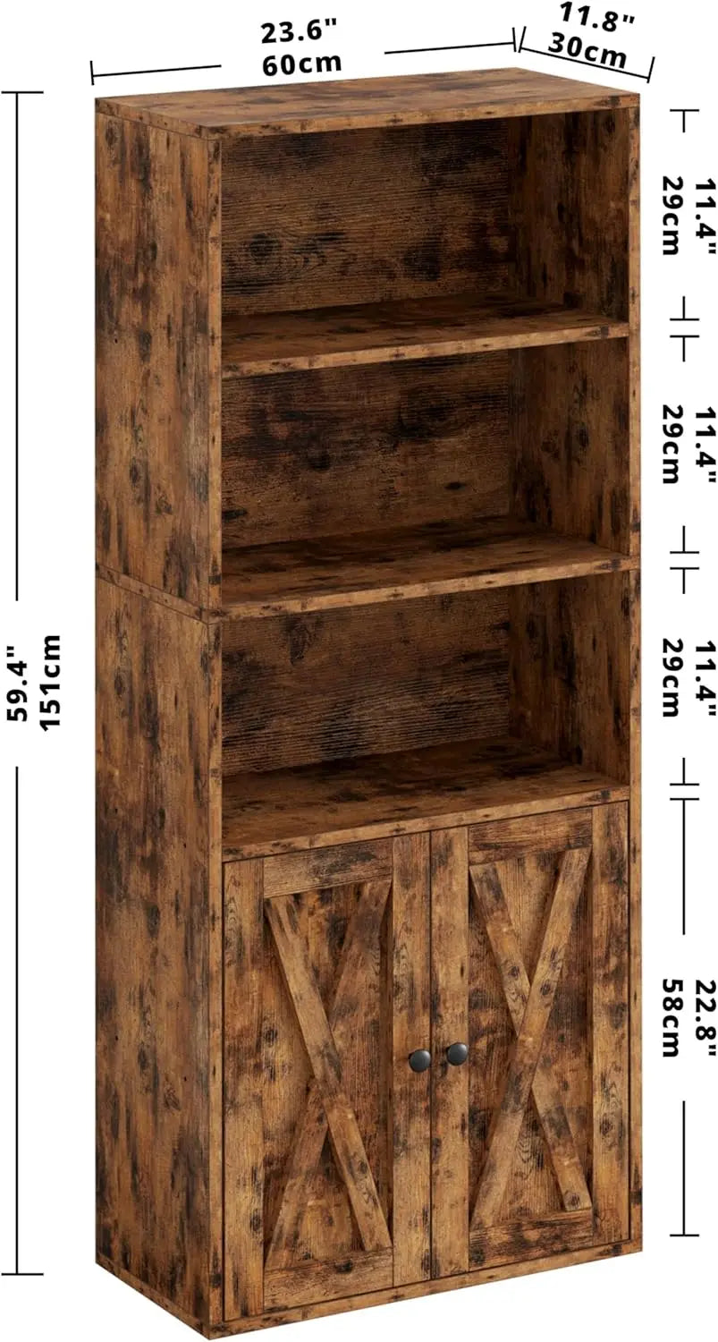 IRONCK Industrial Bookshelves and Bookcases with Doors 11.8 in Depth Floor Standing 5 Shelf Display Storage Bookcase Shelves