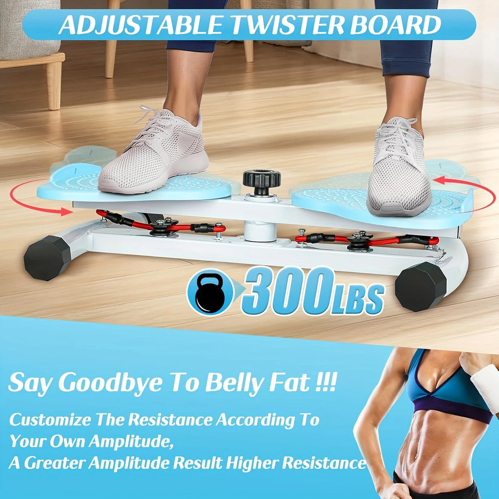 Twist Waist Plate, 20.87 Inch Waist Twister Machine with 2x30 Inch Ropes, 300 lbs Capacity Ab Twisting Fitness for Men & Women