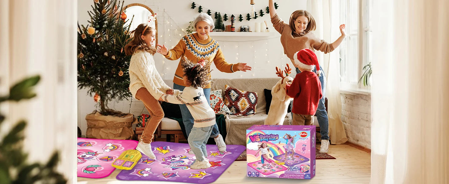 VATOS Unicorn Dance Mat x2 Toys for Girls 9-Level Dancing Game Indoor Outdoor Music Play Mat Christmas Gifts for Kids Ages 3+