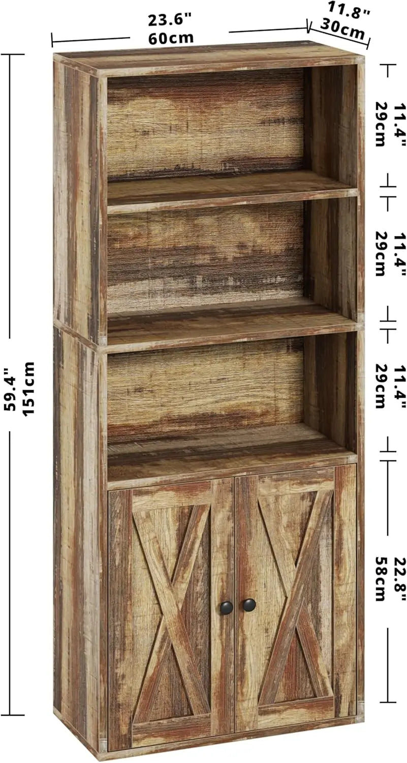 IRONCK Industrial Bookshelves and Bookcases with Doors 11.8 in Depth Floor Standing 5 Shelf Display Storage Bookcase Shelves