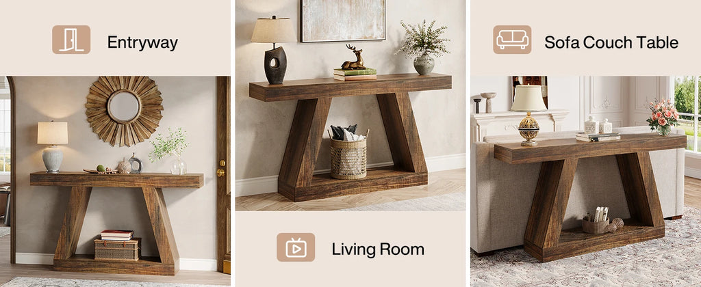 Tribesigns 55-Inch Rustic Console Table with Storage Industrial Wooden Entryway Table for Hallway Living Room