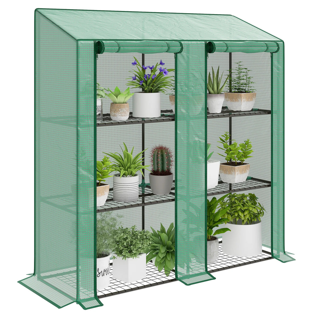 Outsunny 3-Tier Garden Greenhouse 143X46X141/151 cm Green