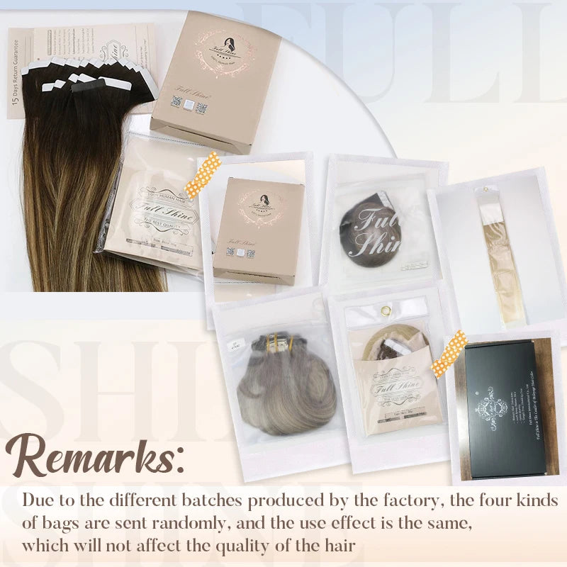 Full Shine Tape In Hair Extensions Human Hair 100% Remy Natural Human Hair Seamless Skin Weft Seamless Color Glue For Women