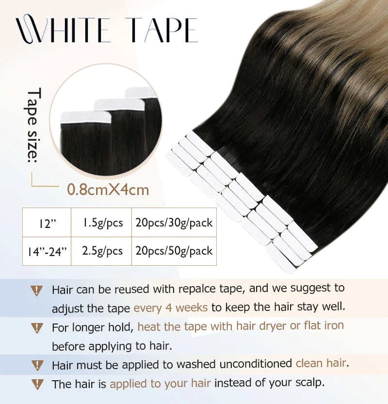 Full Shine Tape In Hair Extensions Human Hair 100% Remy Natural Human Hair Seamless Skin Weft Seamless Color Glue For Women