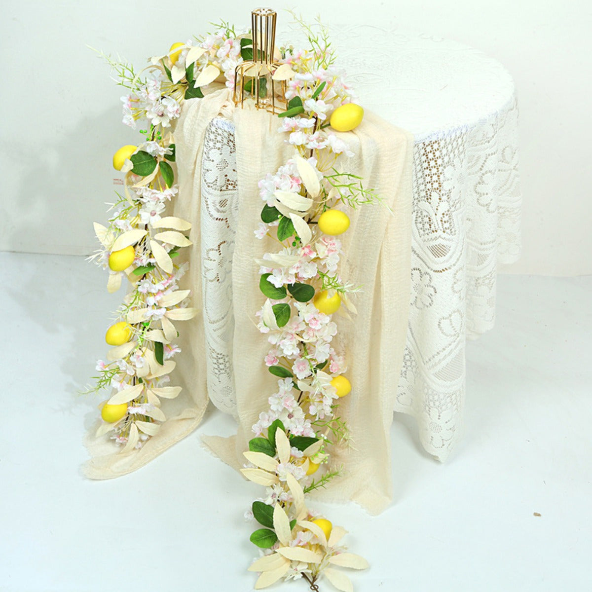 Easter Garland with Artificial Lemon and Flowers, 5.9ft Spring Garland Vine Easter Garland for Mantle Fireplace Arch