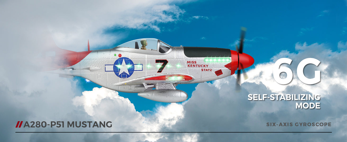 WLtoys XK A280 RC plane,P51 Mustang 4-CH RC Airplane with Lights,6G/3D Brushless Remote Control Airplane,Suitable for adults