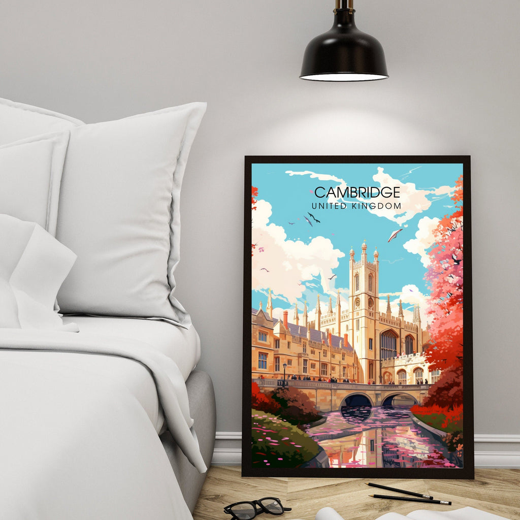 Affiche Cambridge | impression de voyage Cambridge  | Impression Cambridge | Université de Cambridge