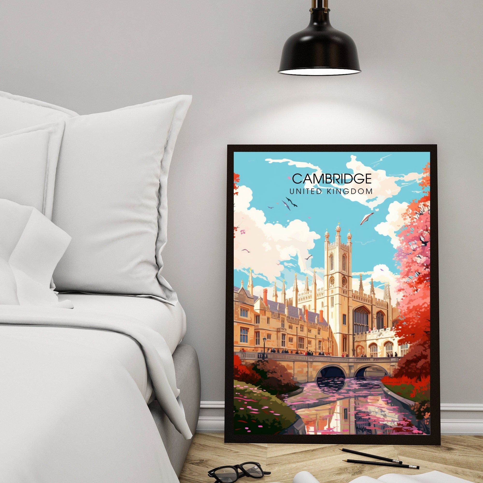 Affiche Cambridge | impression de voyage Cambridge  | Impression Cambridge | Université de Cambridge