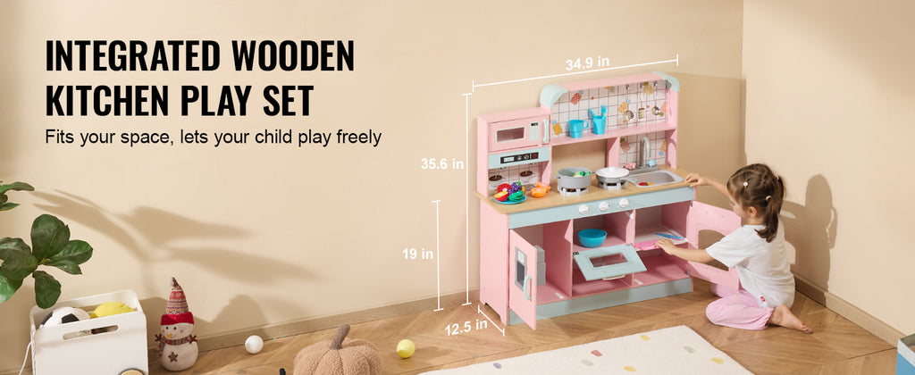 SucceBuy Pretend Play Cooking Toy for Kids Chef Playset Kitchen Accessories with Lights & Sounds for Toddles Girls Boys