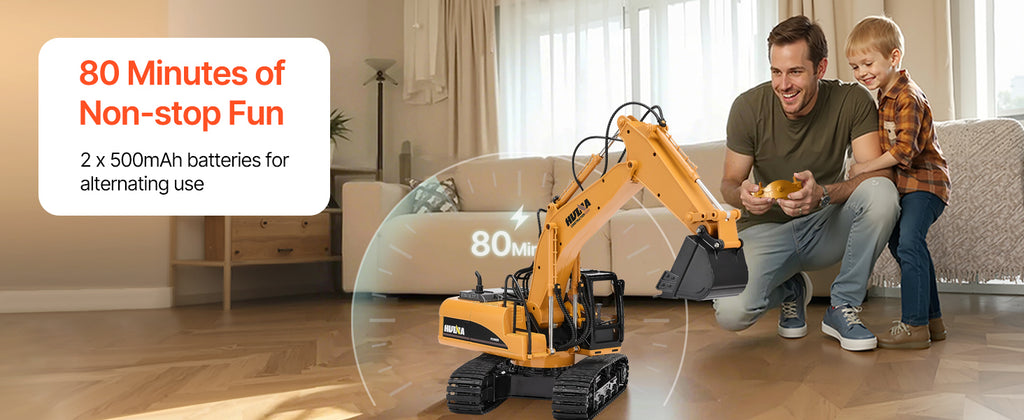 SucceBuy 2.4G Remote Control Excavator Dump Truck 3 in 1 RC Model Car Digger Toy with Light & Sound Construction Vehicle for Kid