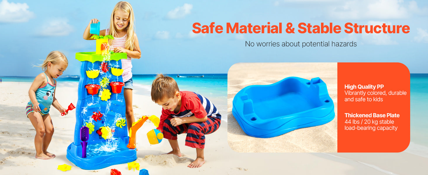 SucceBuy Water Play Table Kids Outdoor Beach Toy with 37PCS Accessories Double-Sided Summer Sand Platform for Children Gifts