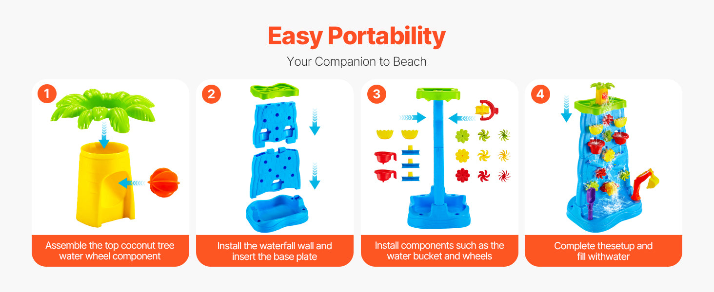 SucceBuy Water Play Table Kids Outdoor Beach Toy with 37PCS Accessories Double-Sided Summer Sand Platform for Children Gifts