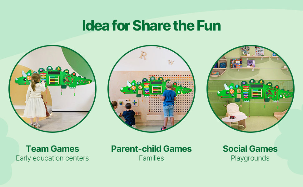 SucceBuy Dinosaur Kids Busy Wall Board 11 Activity Panels Montessori Sensory Learning Toys for 3-12 Toddler Playroom Toy Gift